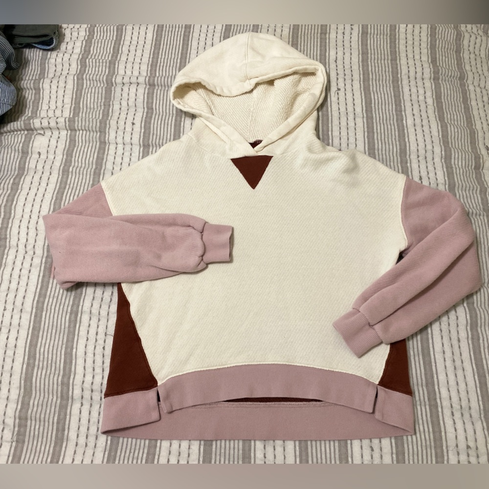 Madewell MWL airyterry hoodie sweatshirt crop colorblock XS - Picture 3 of 7